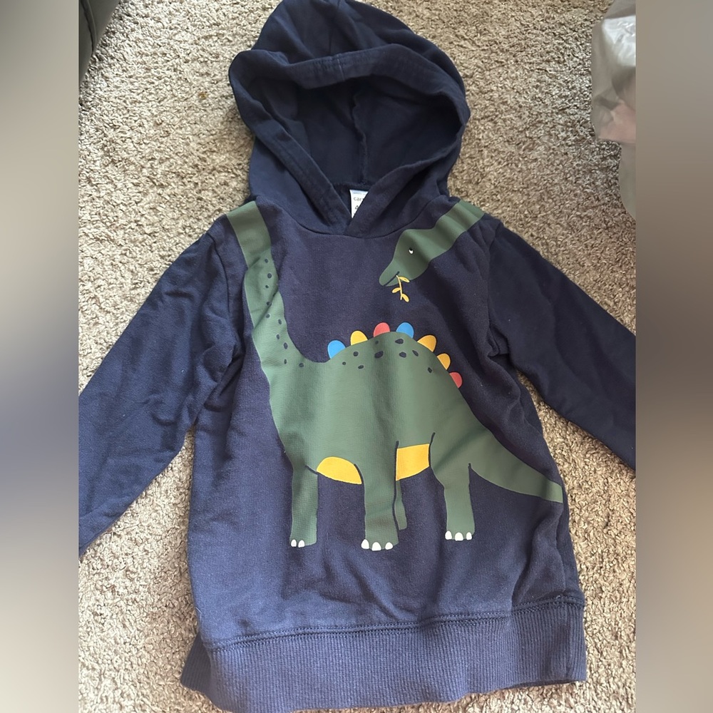 Toddler Boy Carters Navy Dinosaur Hoodie Sweatshirt Size 4T/4A